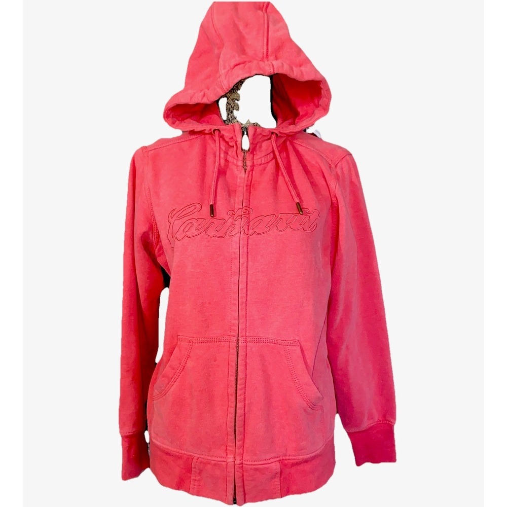 Carhartt Clarksburg Full Zip Hoodie Embroidered Logo Red Heather‎ Womens L 12-14